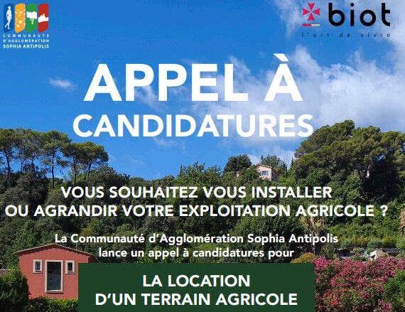CASA – BIOT : Appel à candidatures pour l’installation d’un agriculteur professionnel